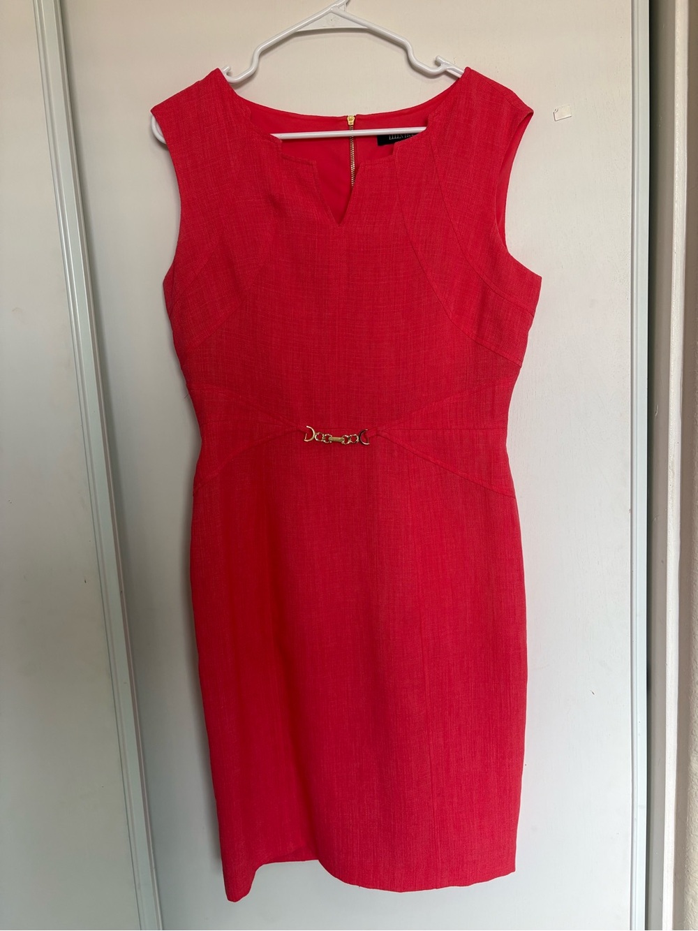 Ellen Tracy Coral Textured Cutout Neck Kenya Sheath Dress 8
